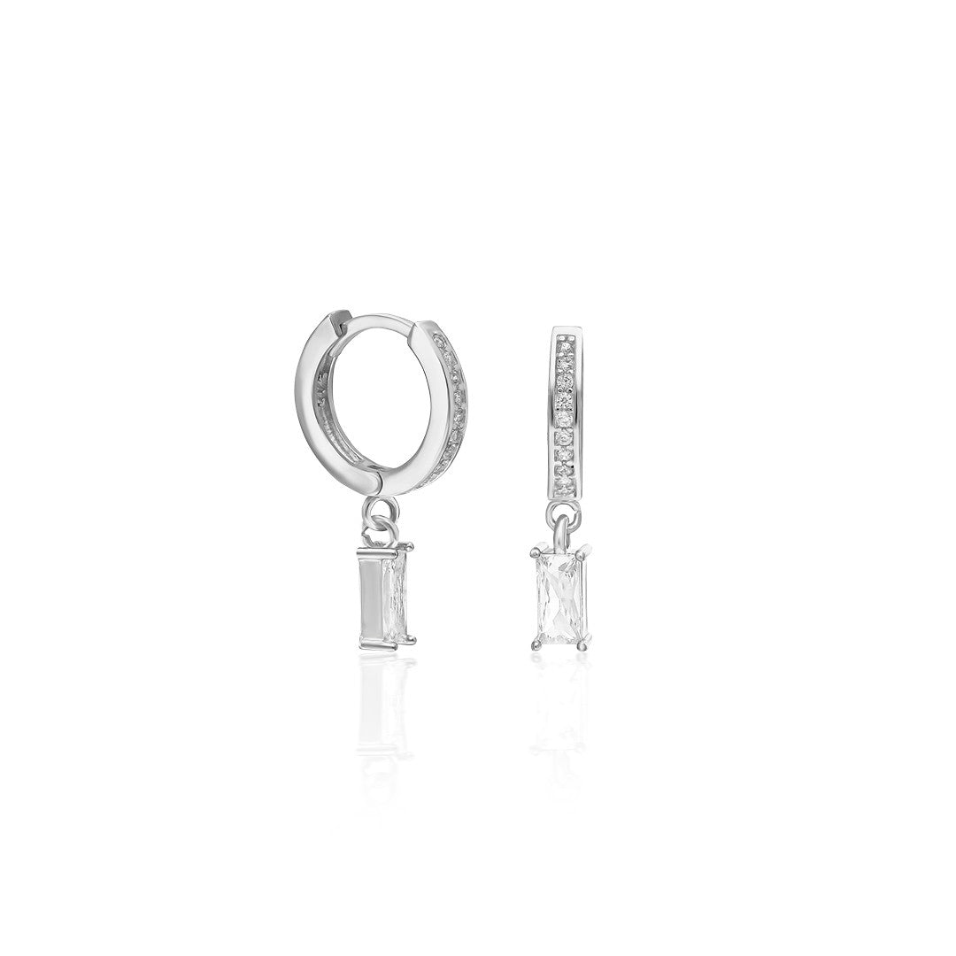 Rectangular Baguette Earrings - 925 Silver