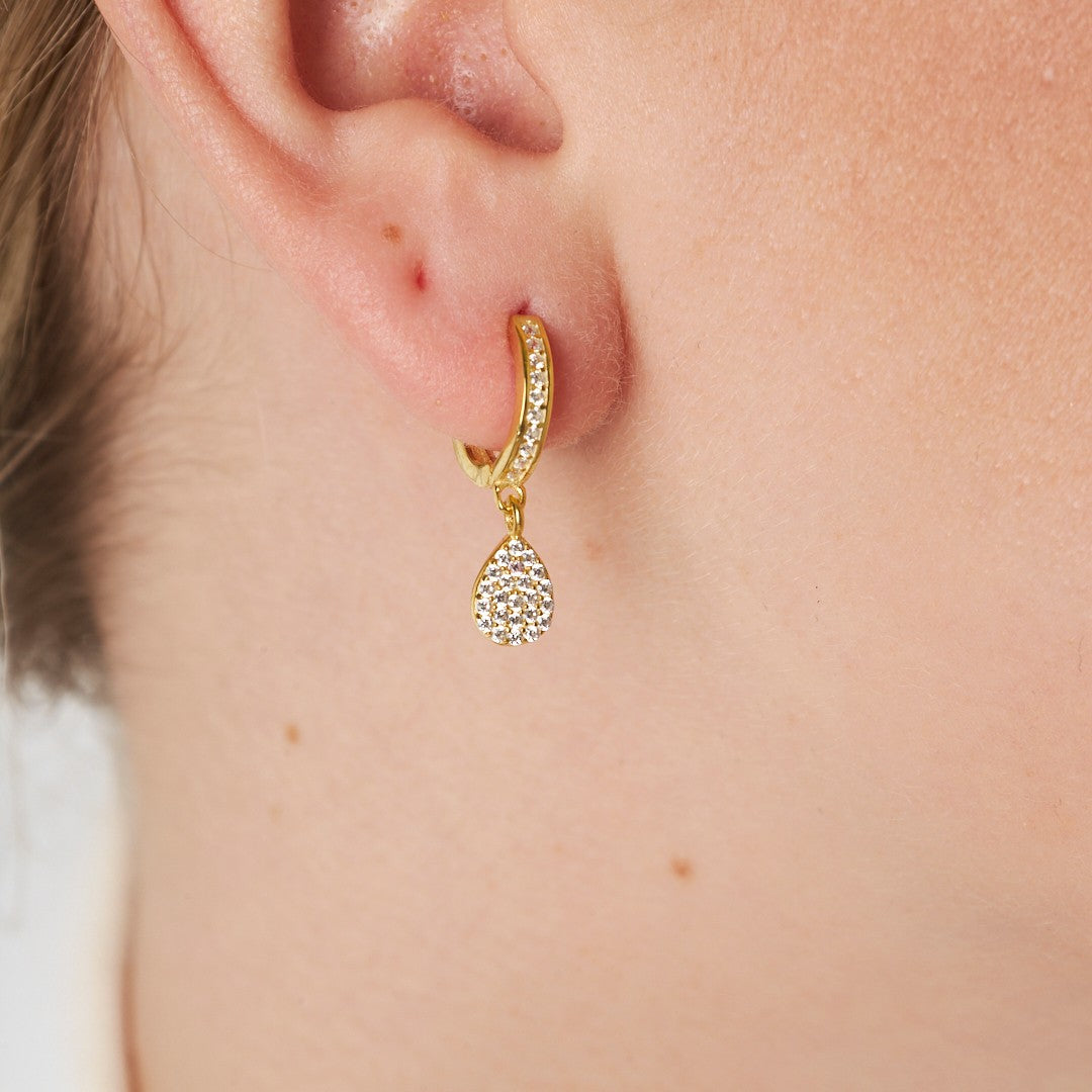 Stone Dangle Water Drop Earrings - 925 SILVER