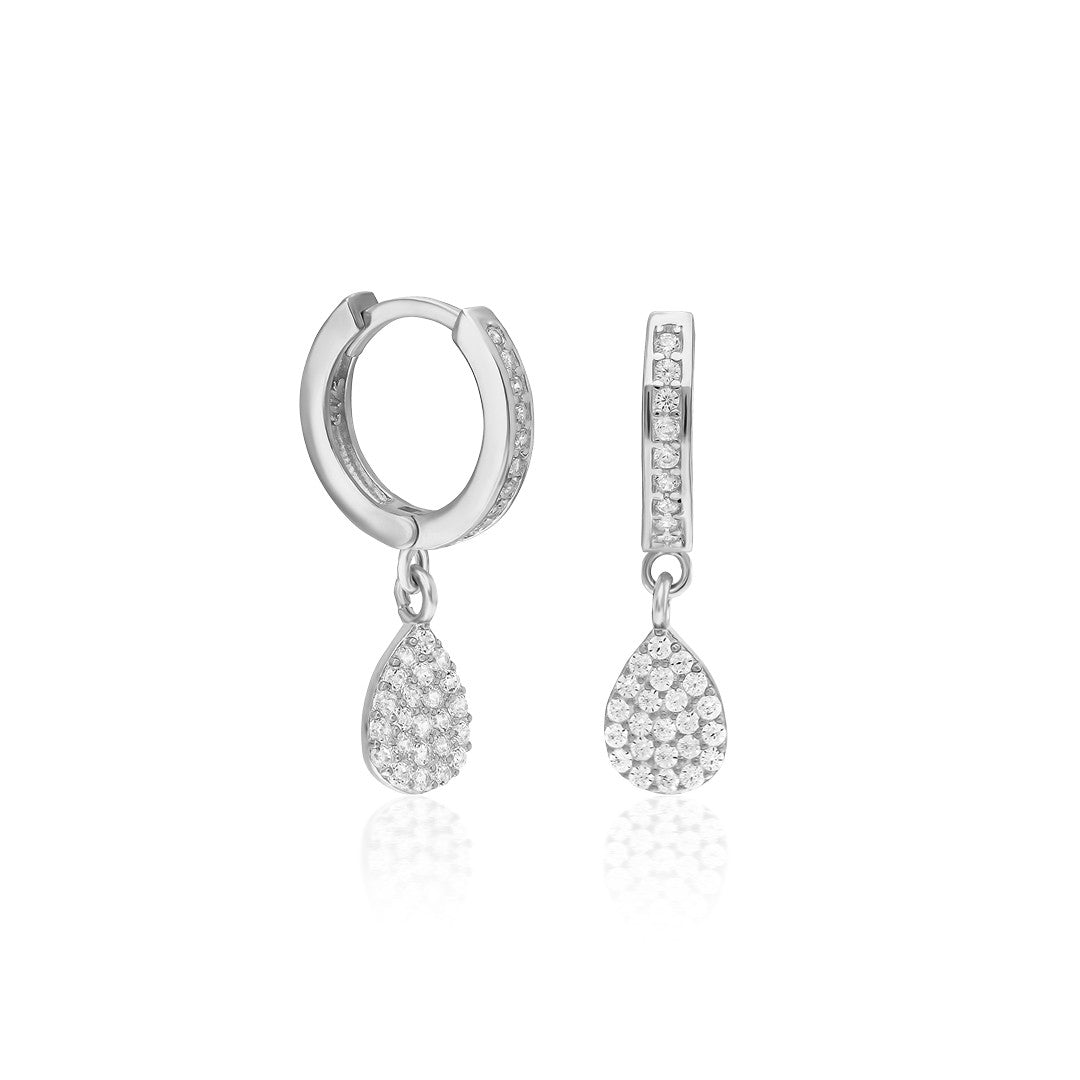 Stone Dangle Water Drop Earrings - 925 SILVER