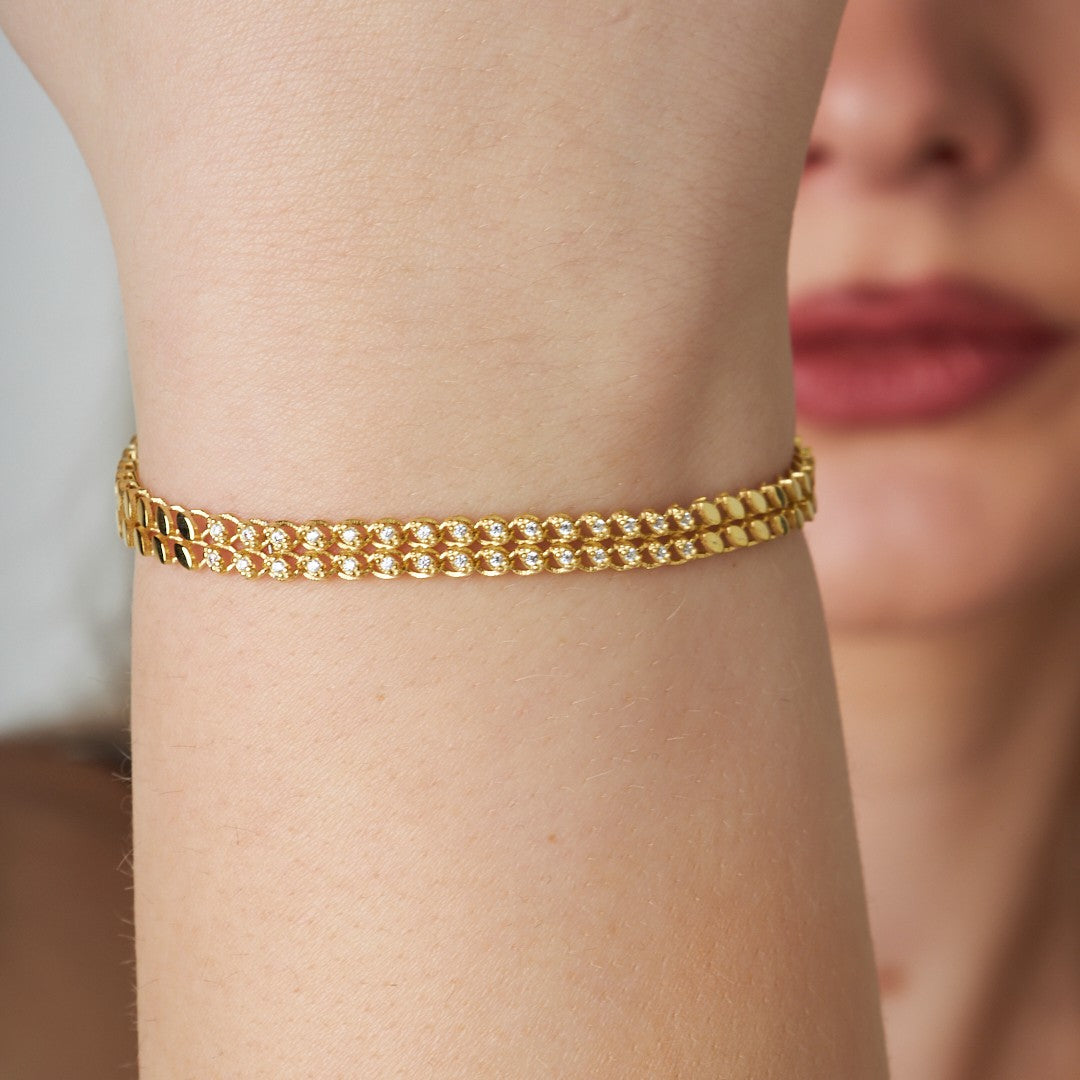 Modern Stone Sequin Bracelet - 925 SILVER