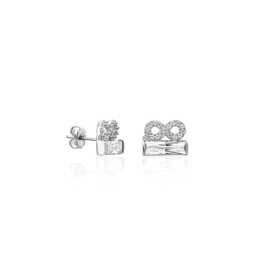Baguette Stone Infinity Earrings - 925 SILVER