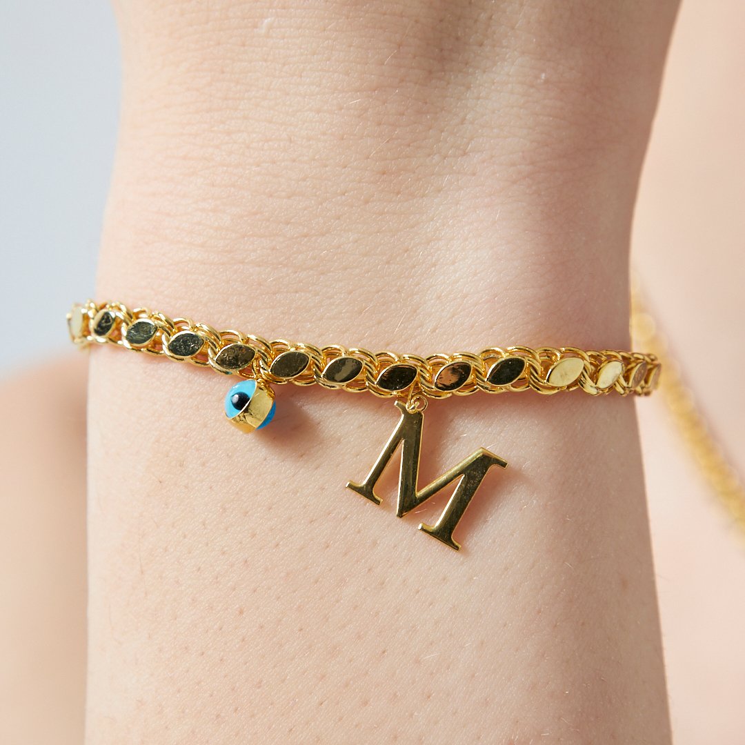 GERSTEN BUCHSTABEN SET MIT NAZAR | 925 SILBER