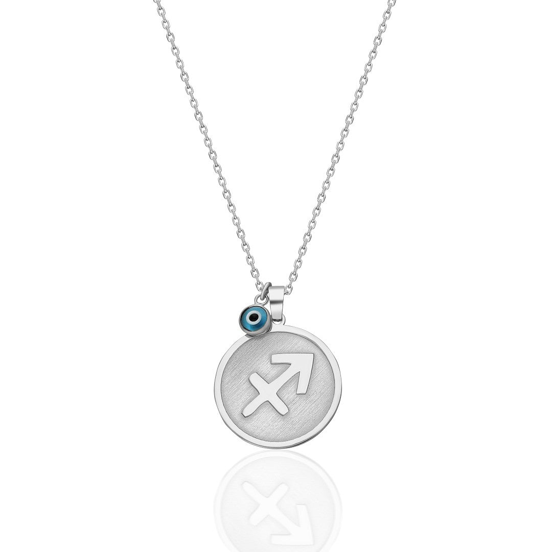Evil Eye Round Sagittarius Necklace - 925 SILVER