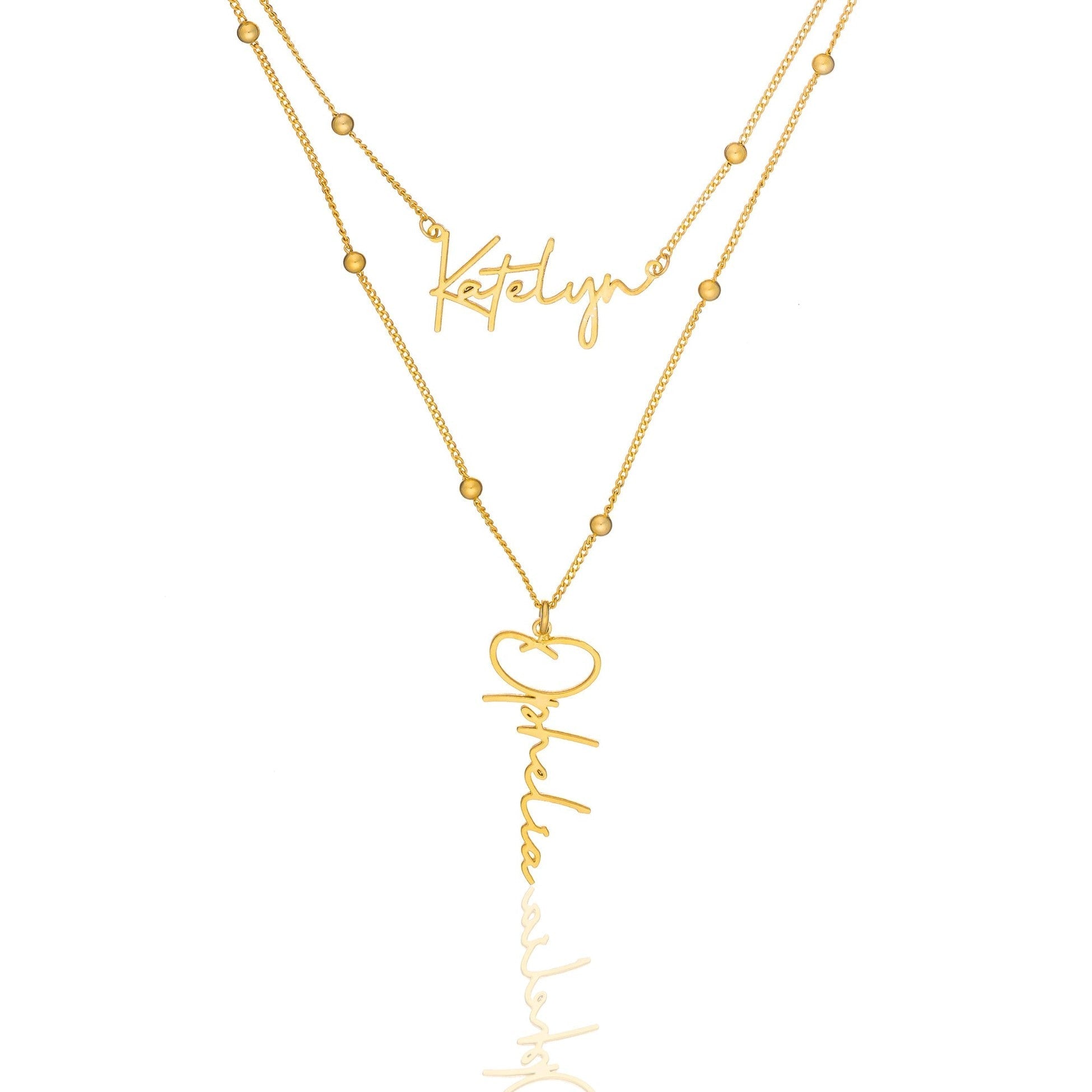 Two Name Chain Necklace - 925 SILVER