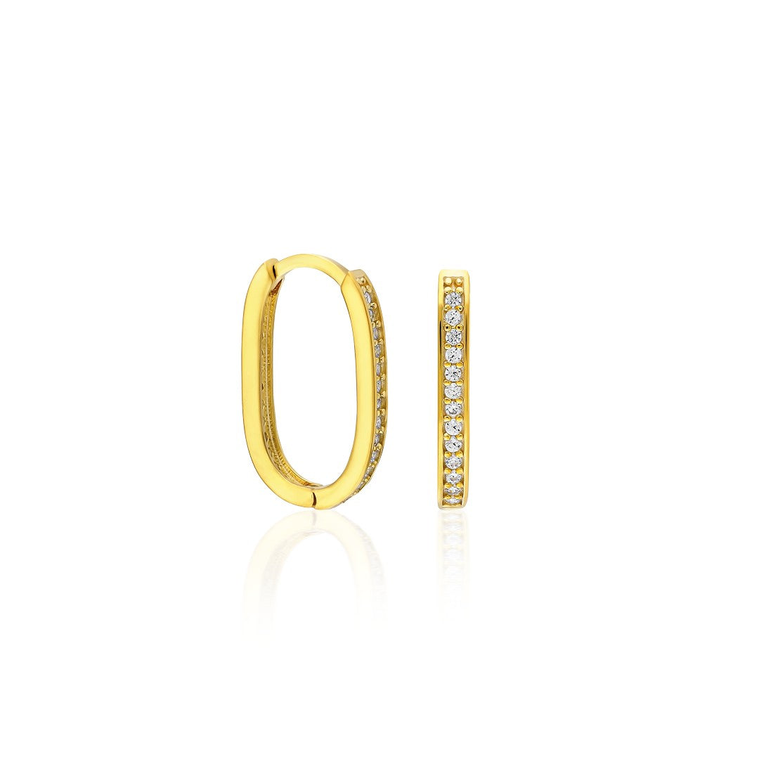 Stone Hoop Earrings - 925 Silver