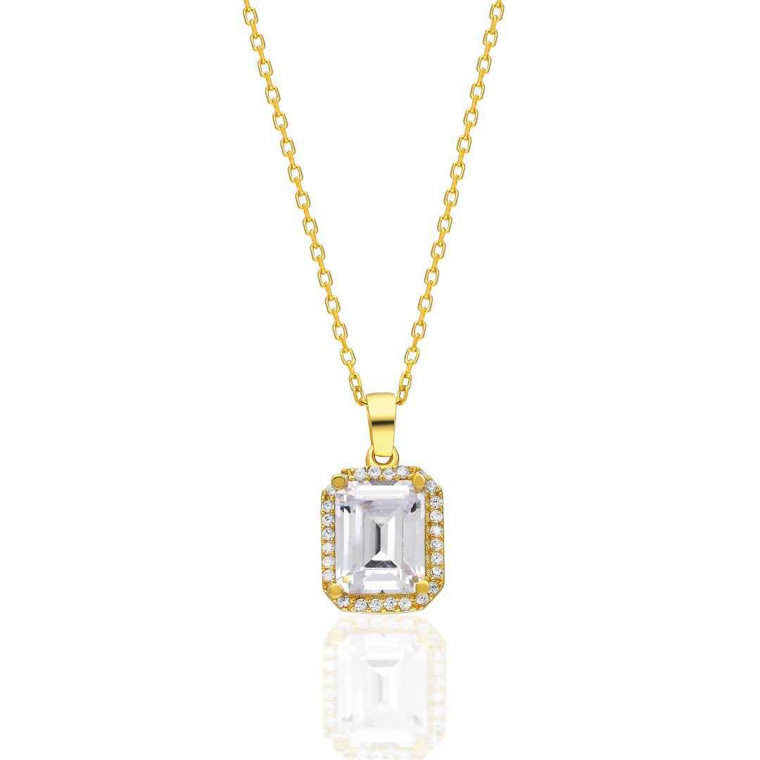Diamond Baguette Necklace - 925 Silver