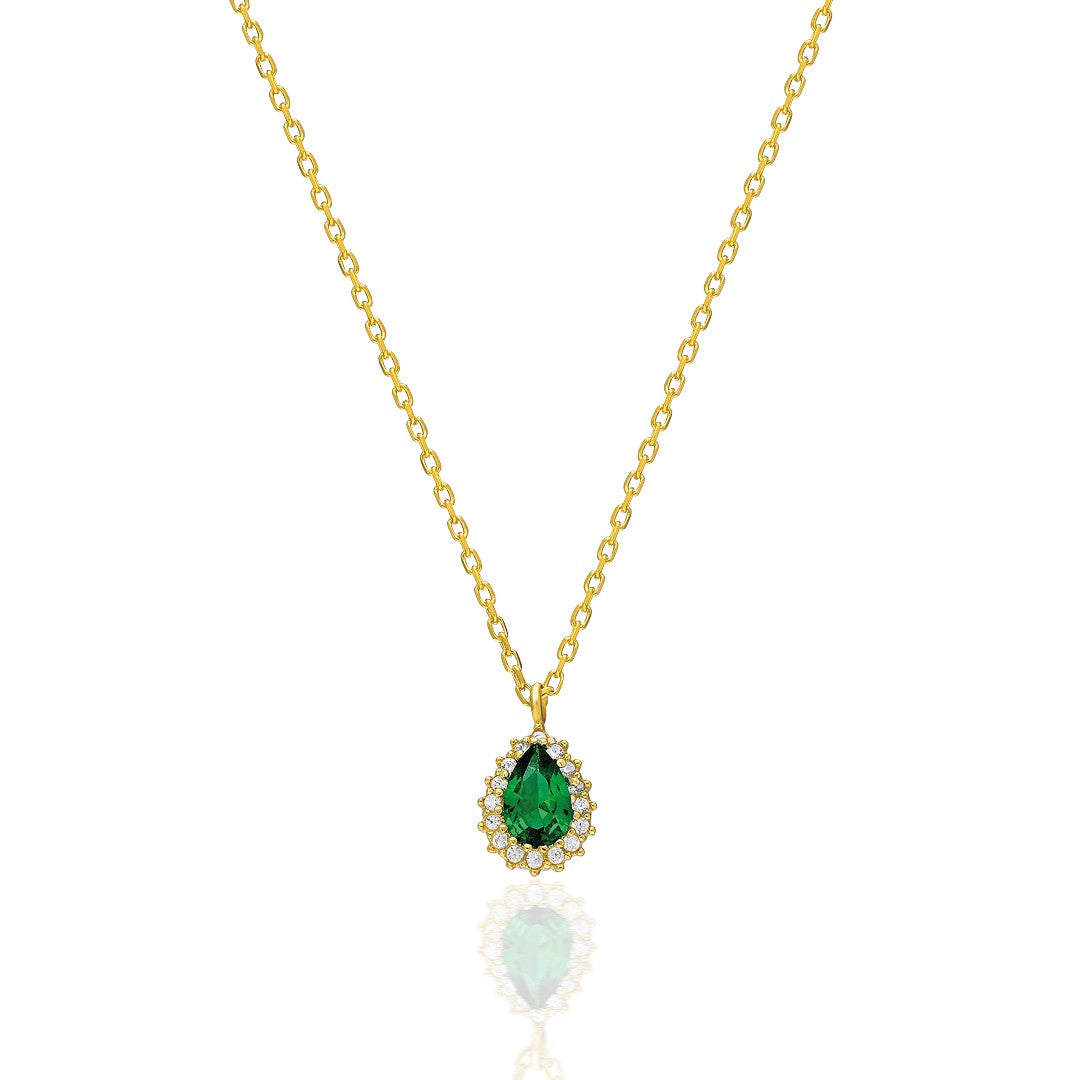 Emerald Stone Necklace - 925 SILVER