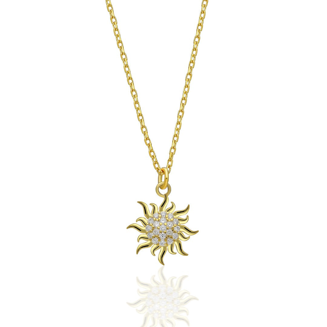 Stone Sun Necklace - 925 SILVER