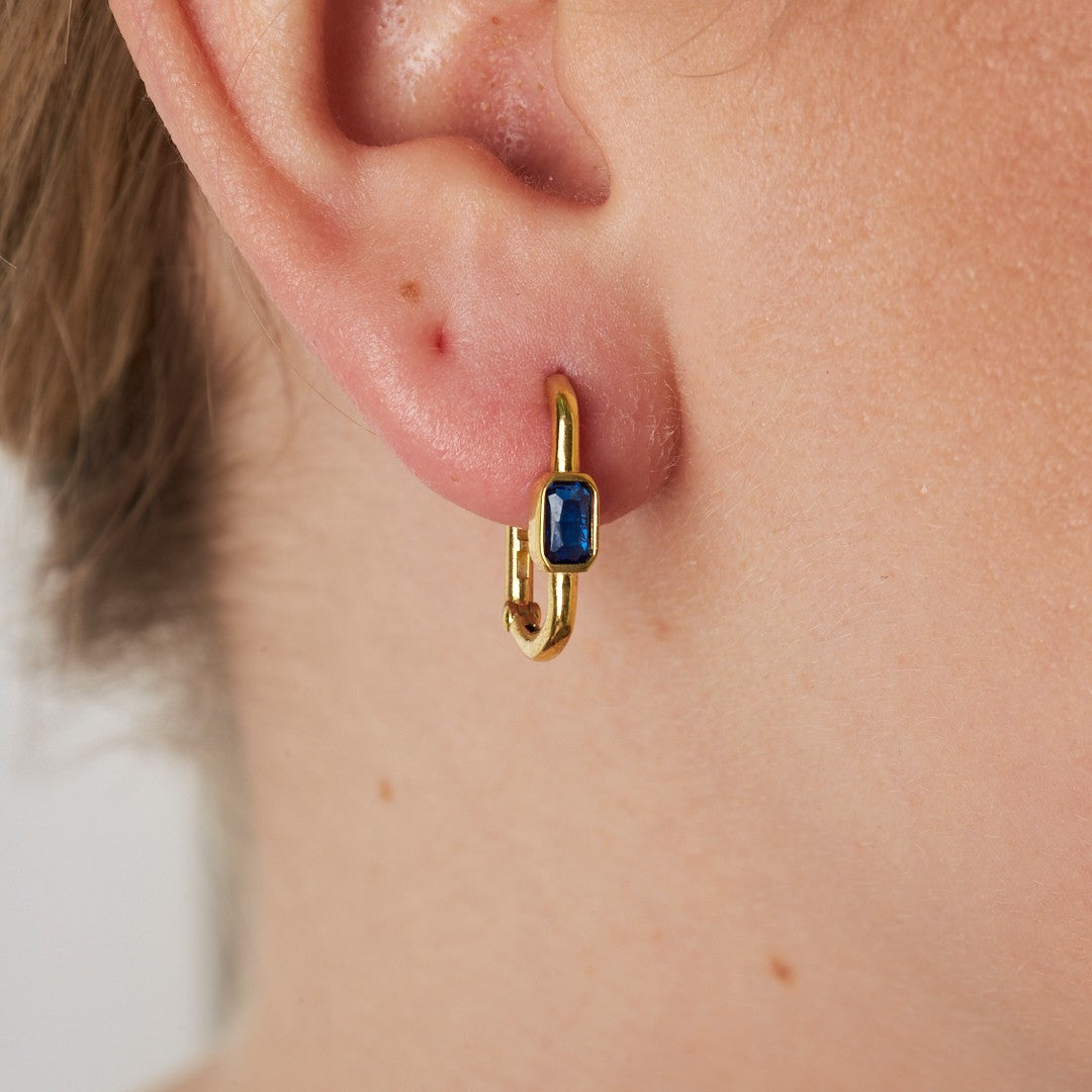 Bluestone Hook Model Earrings - 925 SILVER