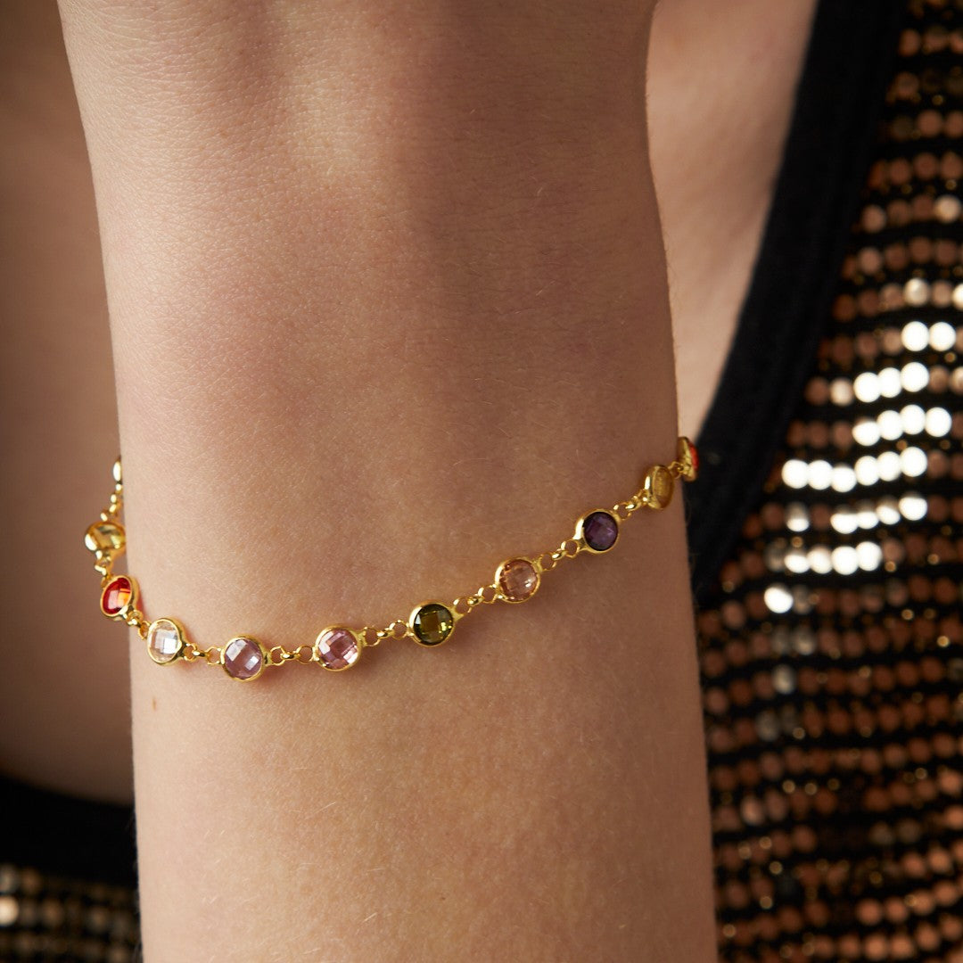 Colorful Stone Bracelet - 925 SILVER