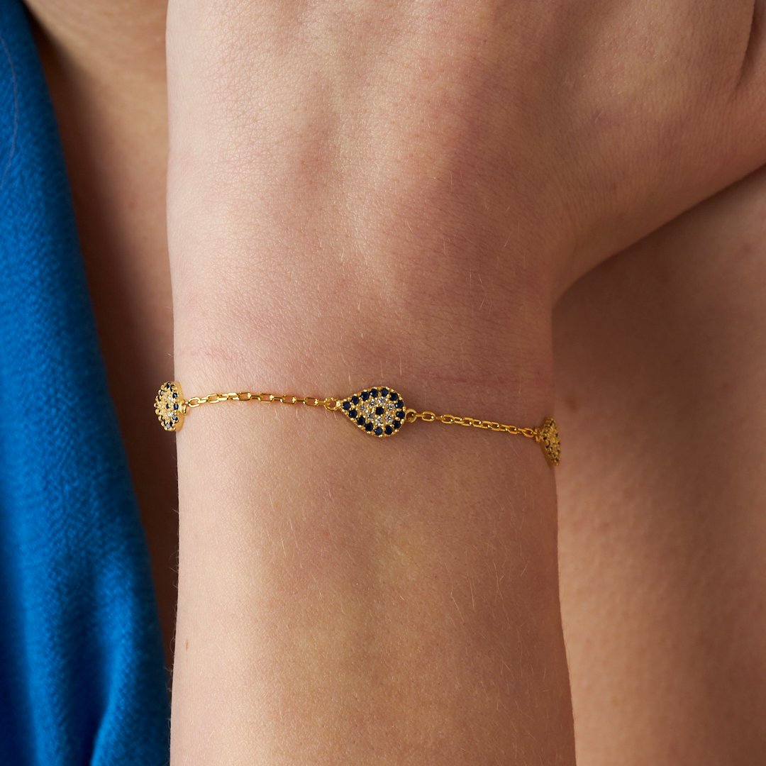 Evil Eye Drop Bracelet - 925 SILVER