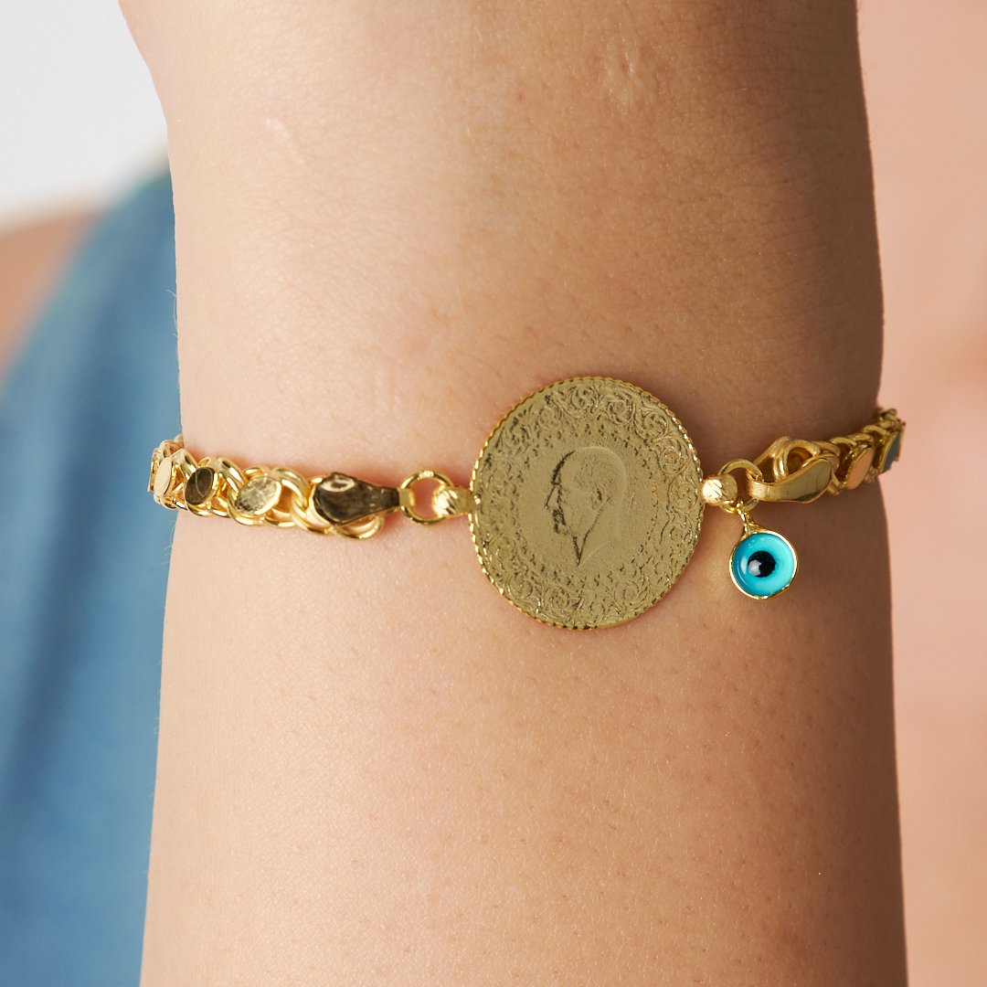 Evil Eye Quarter Barley Chain Bracelet - 925 SILVER