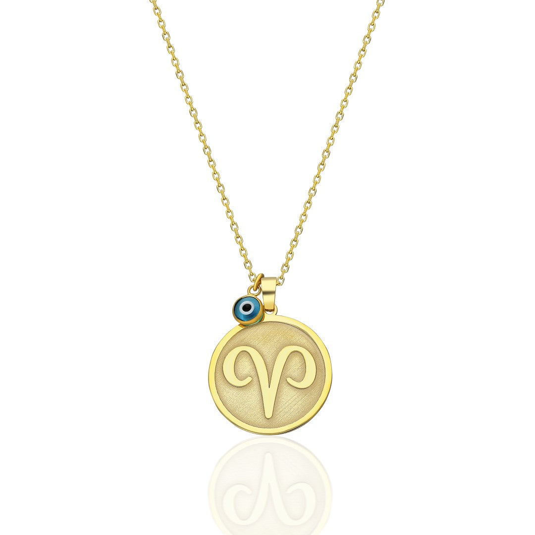 Evil Eye Round Aries Necklace - 925 SILVER