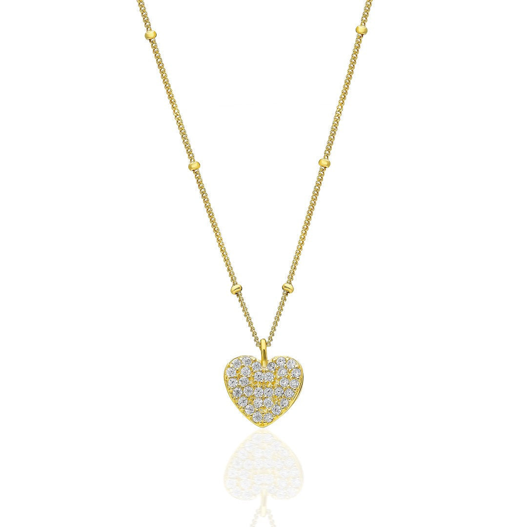 Heart Ball Chain Necklace - 925 SILVER