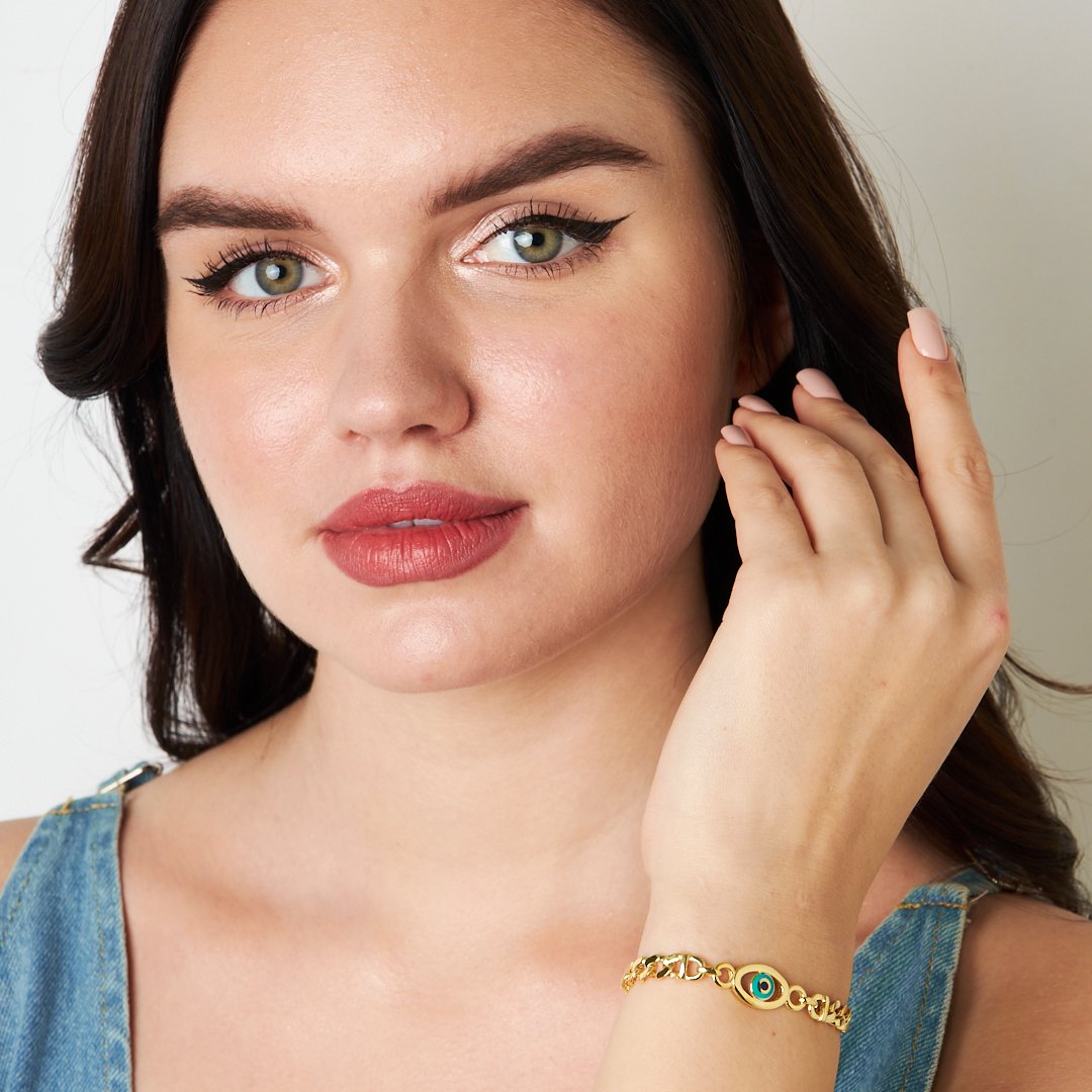 Evil Eye Double Chain Bracelet - 925 SILVER