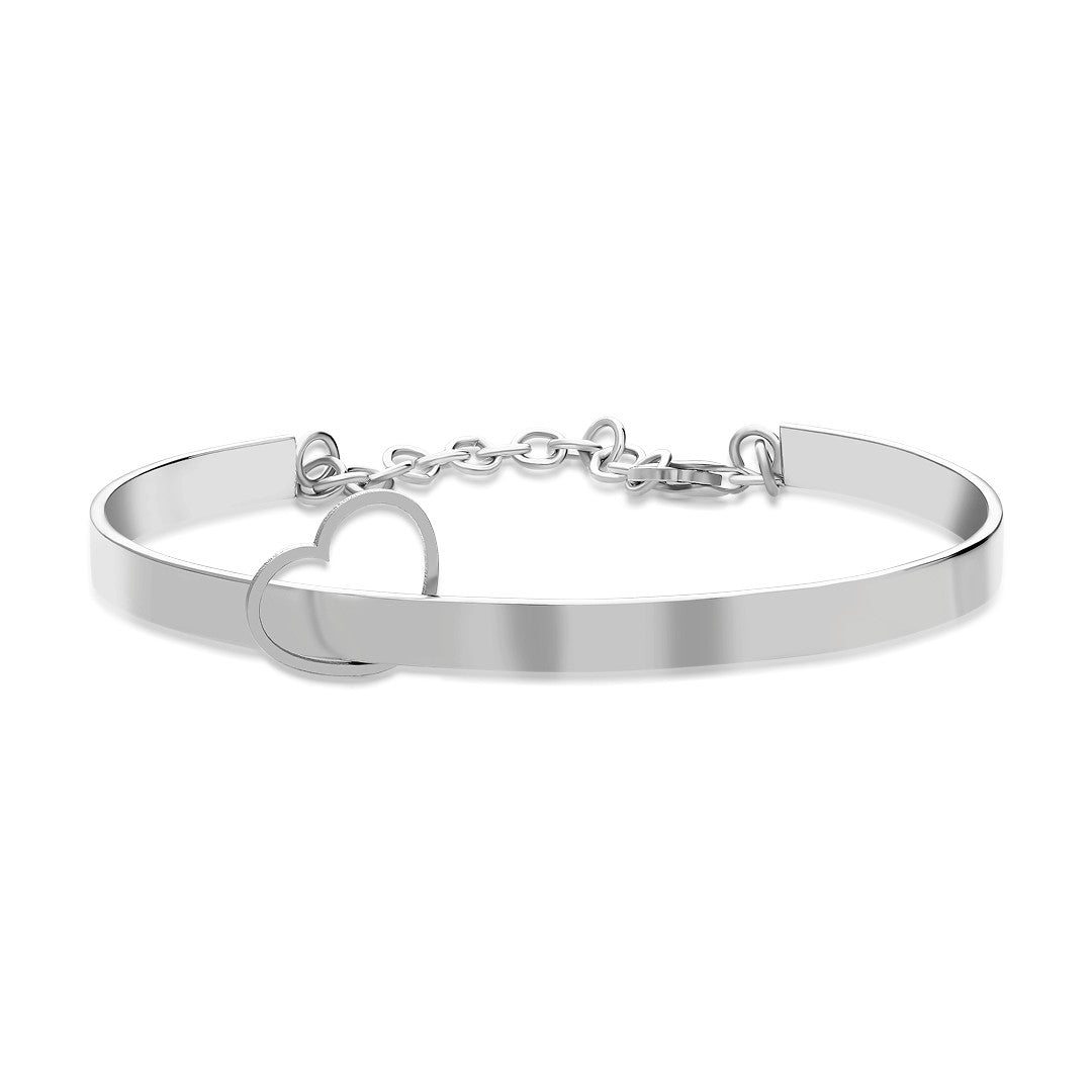 Swinging Heart Cuff Bracelet - 925 SILVER