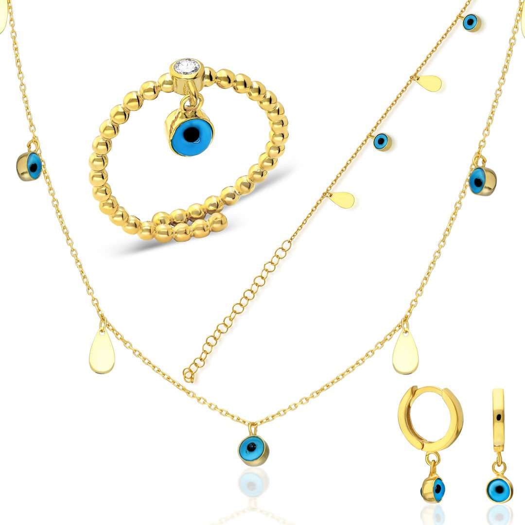 Four-Piece Evil Eye Bead Set - 925 SILVER