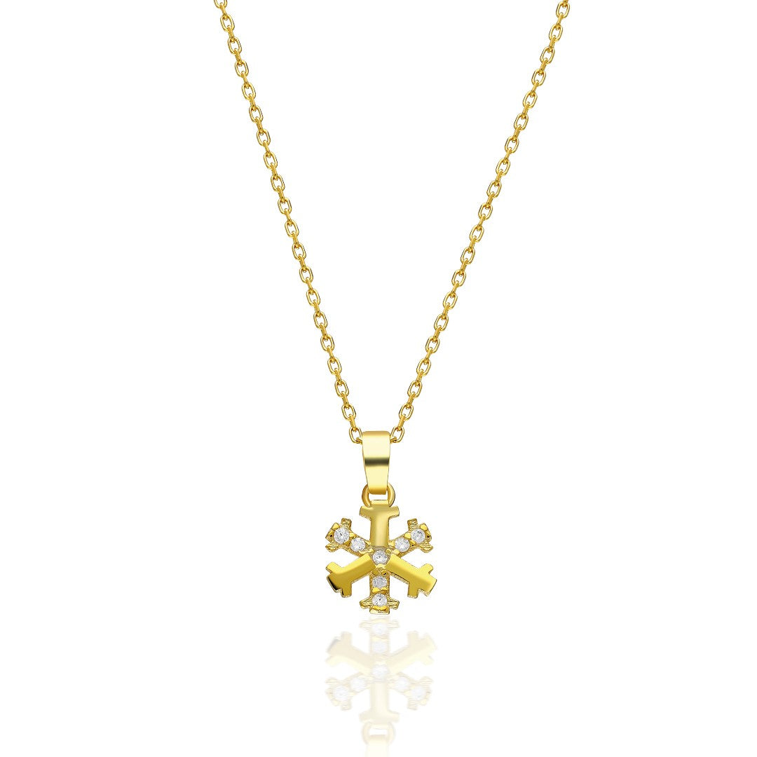 Zircon Stone Snowflake Necklace - 925 SILVER