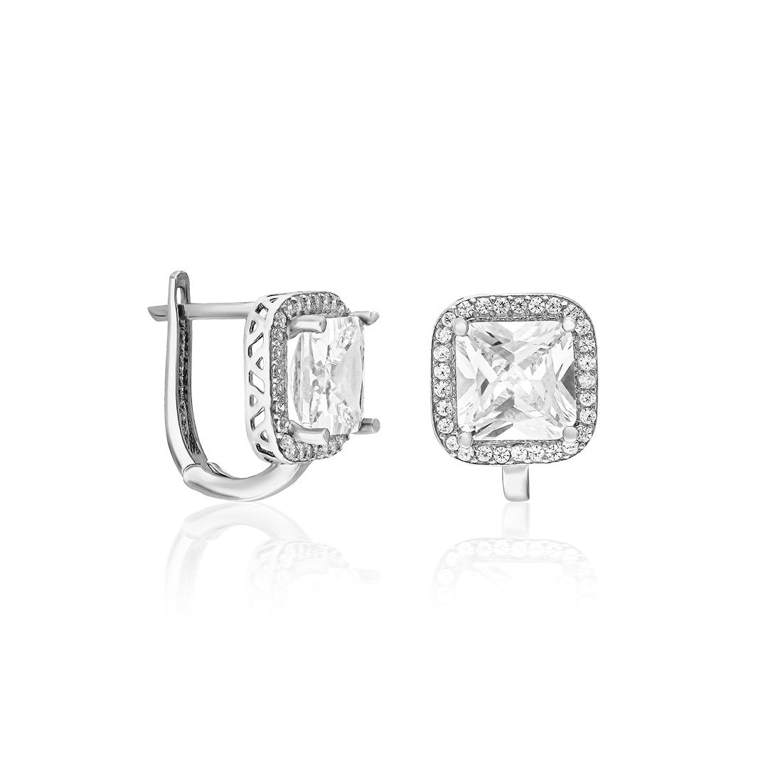 Baguette Zircon Single Stone Earring - 925 SILVER