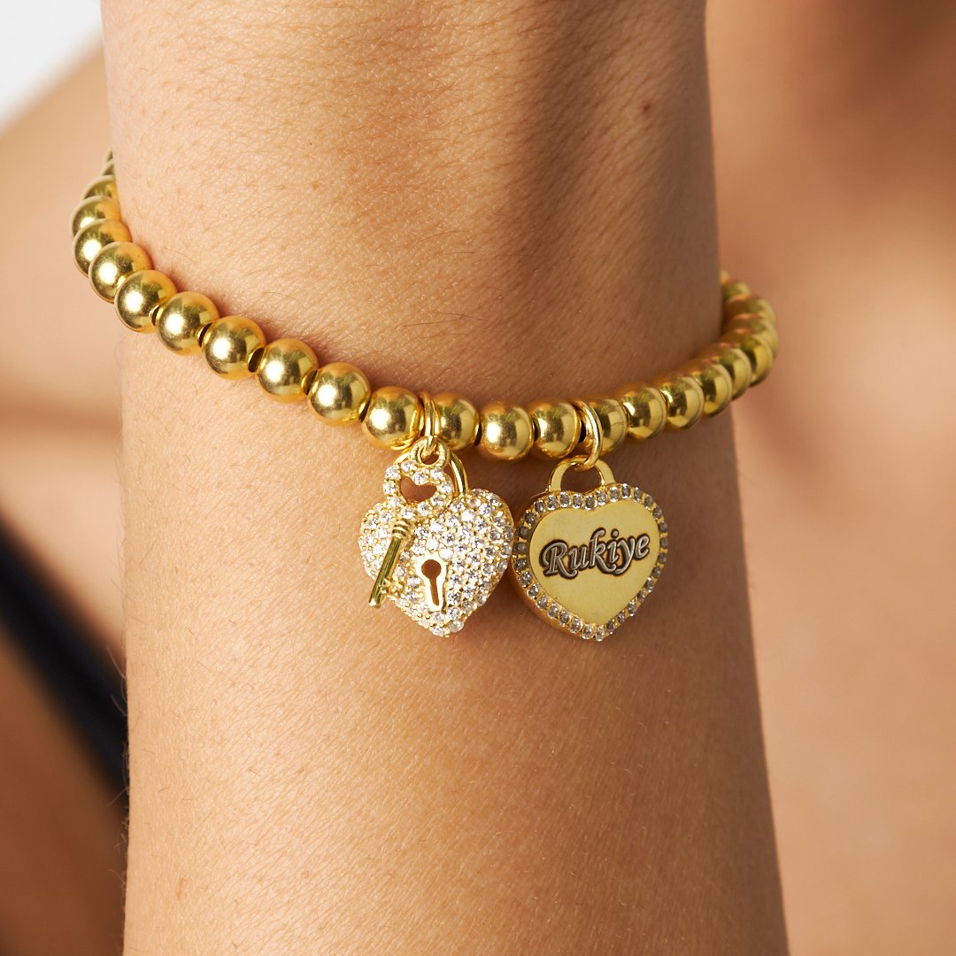 Charm Zircon Heart Name Bracelet - 925 SILVER