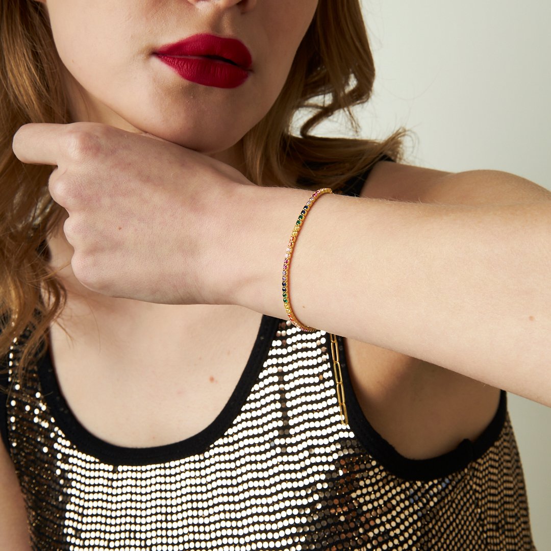 Colorful Waterways Chain Bracelet - 925 SILVER