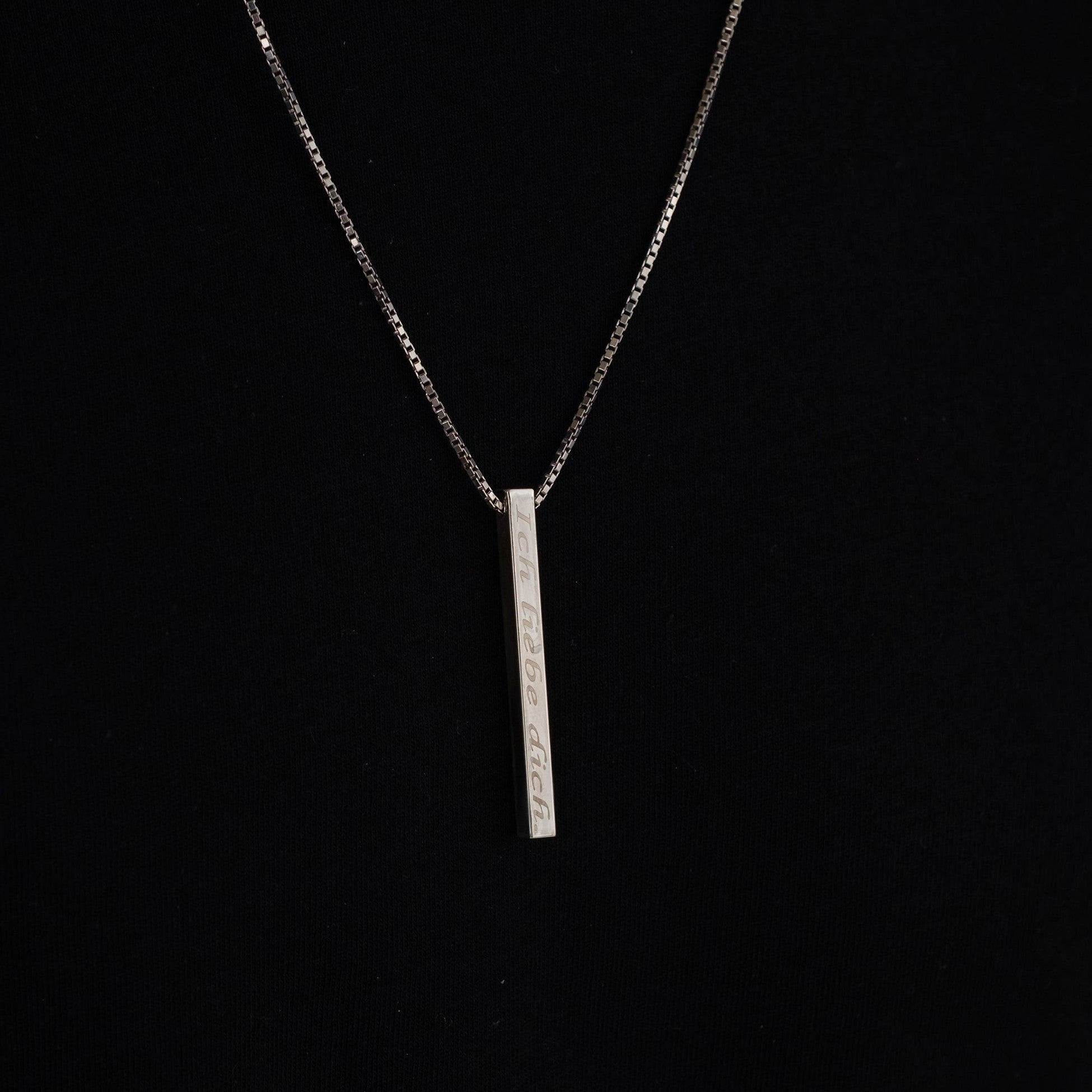 Rectangular bar necklace with name written - 925 SILVER