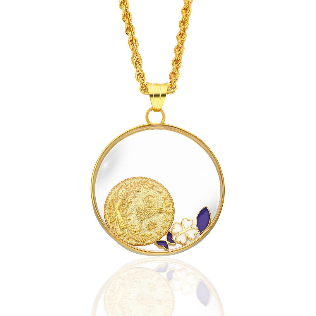 Monogrammed Glass Lucky Necklace - 925 Silver