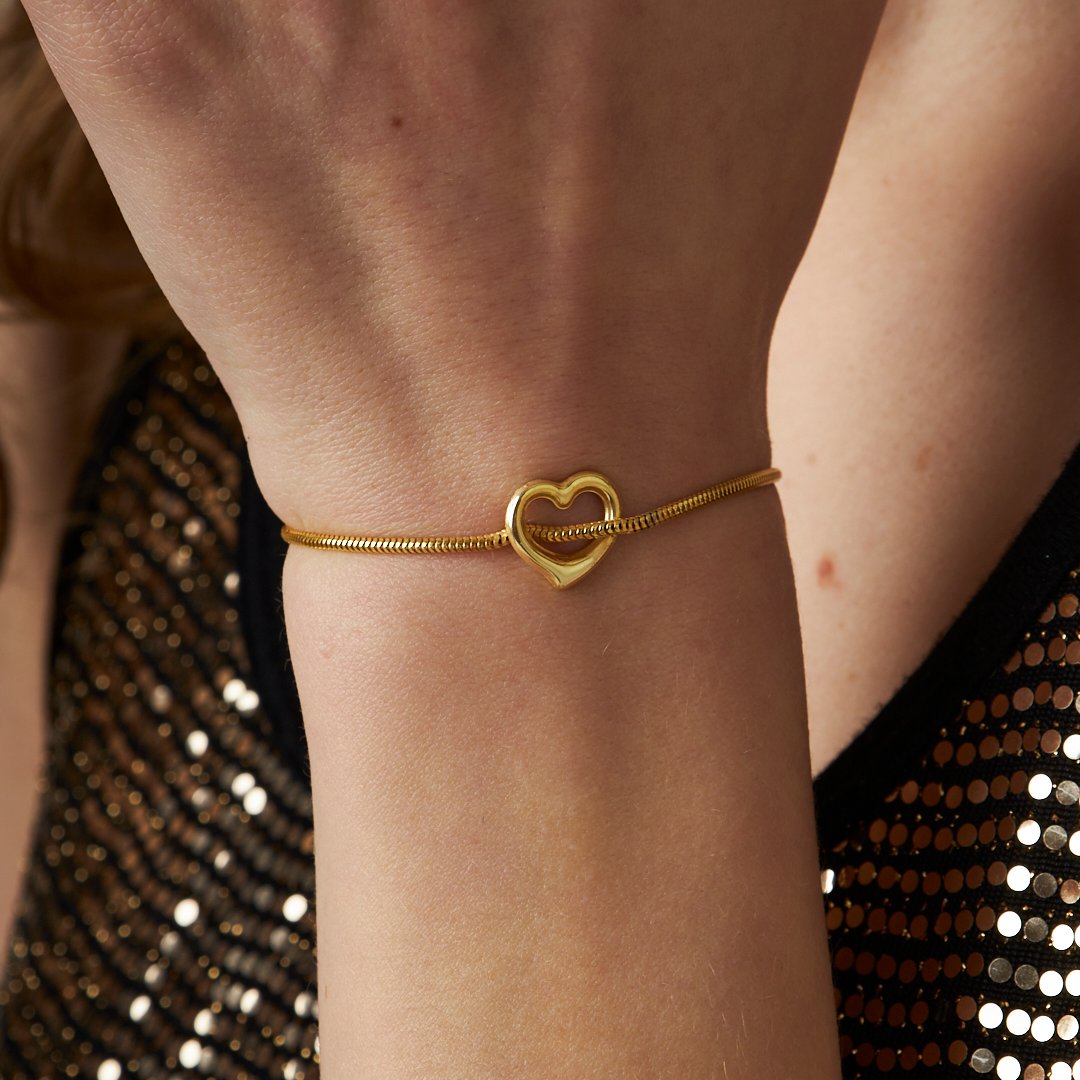 Tondo Chain Curved Heart Bracelet - 925 SILVER