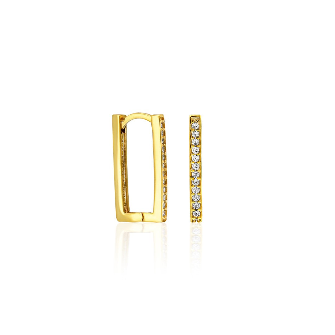 Rectangular Earrings with Stones - 925 Silver