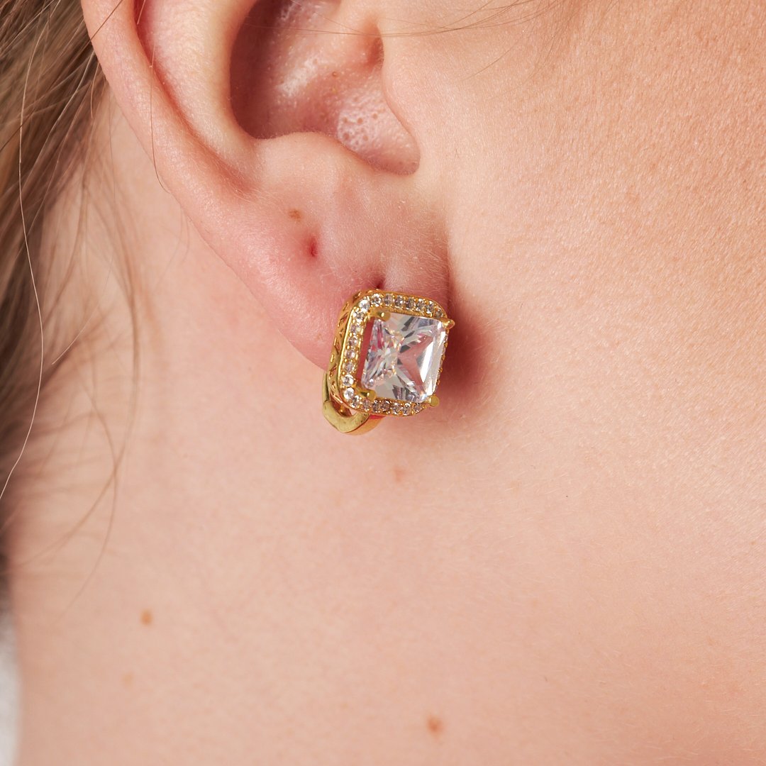 Baguette Zircon Single Stone Earring - 925 SILVER