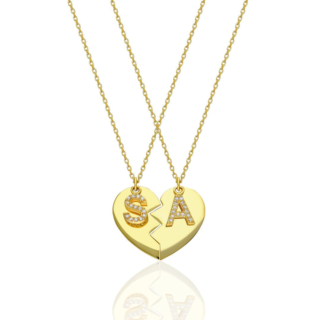 Two-Piece Necklace with Initials - 925 Silver