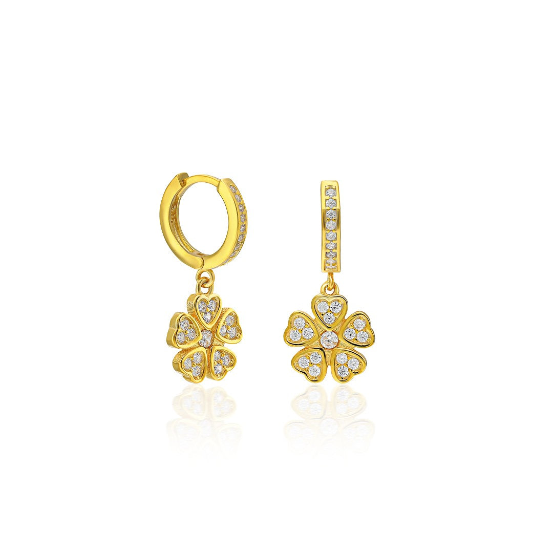 Zircon Stone Flower Earrings 2 - 925 SILVER