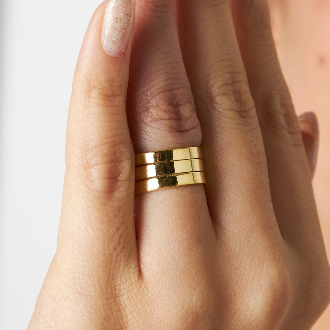 DREIREIHIGE SCHLICHTER RING | 925 SILBER