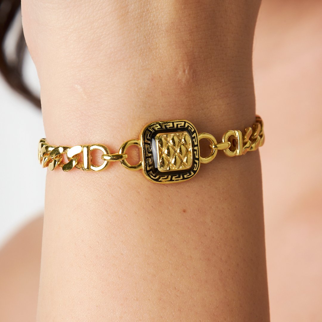 Colorful Square Double Chain Bracelet - 925 SILVER