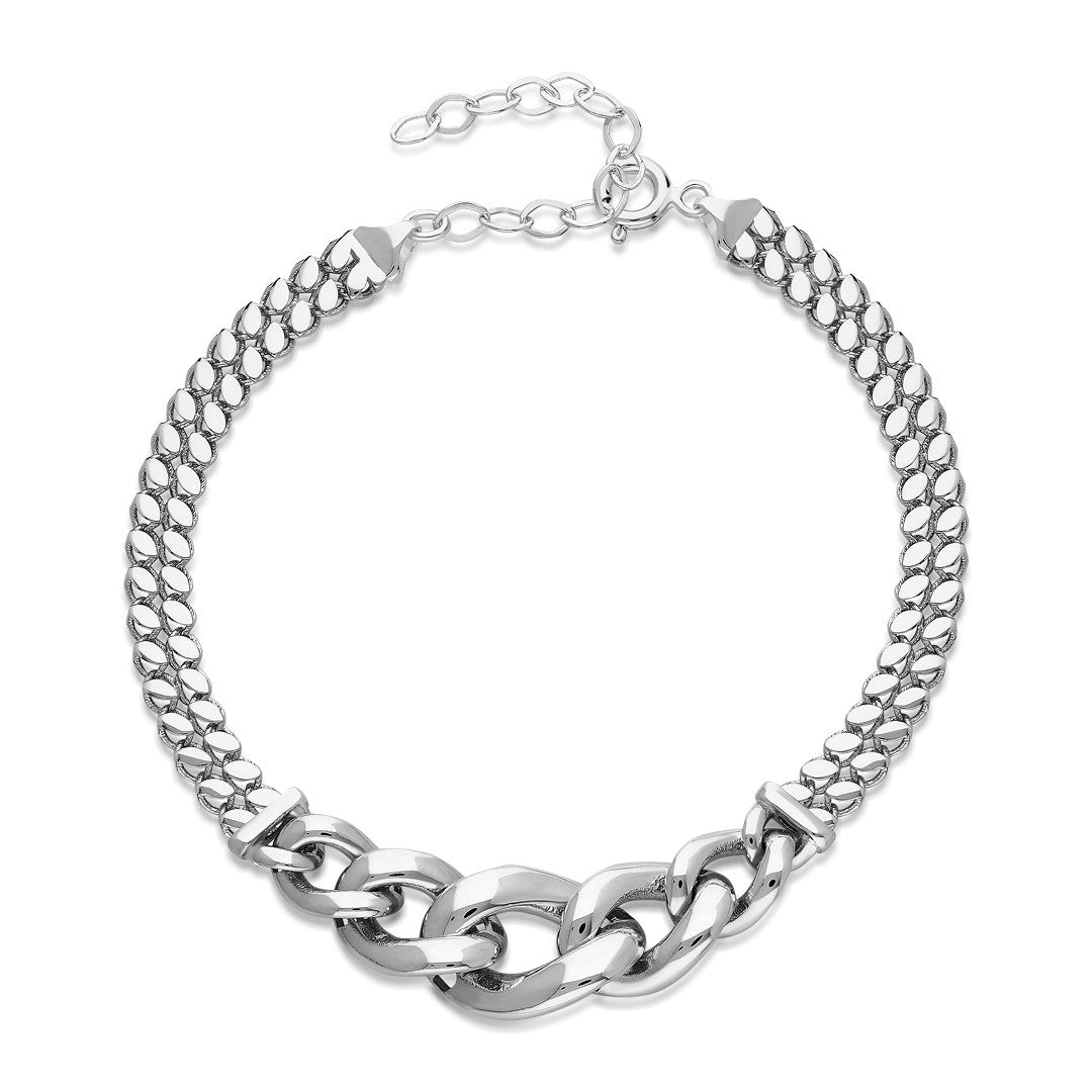 Thick Sequined Belt Bracelet - 925 SILVER