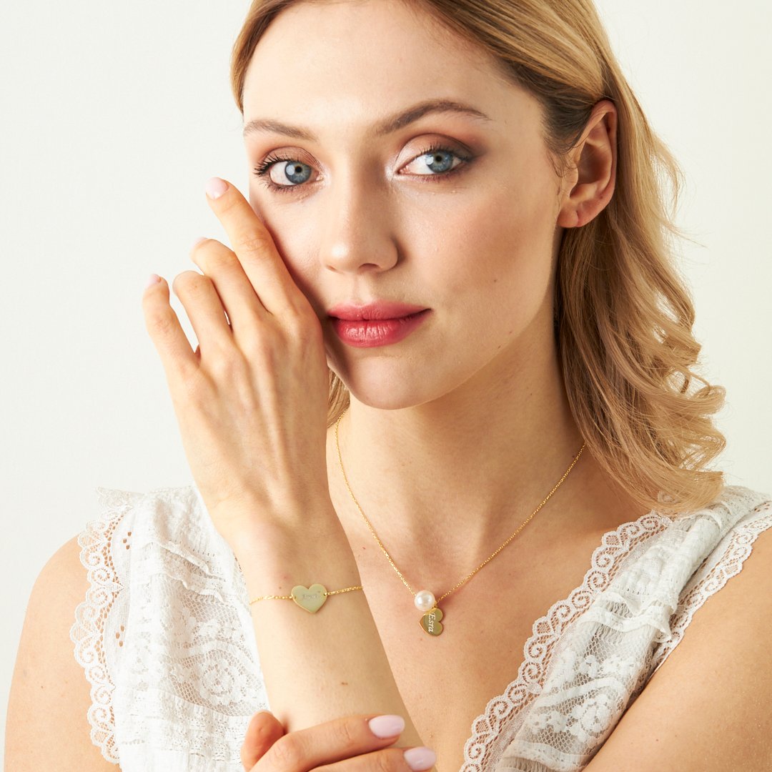 HERZ OPAL NAMENS SET | 925 SILBER