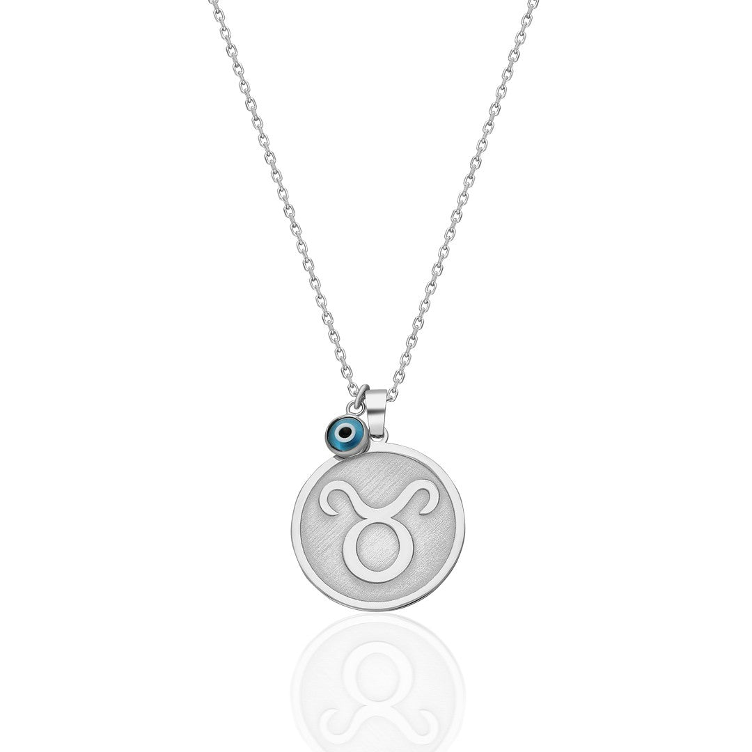 Evil Eye Round Taurus Necklace - 925 SILVER
