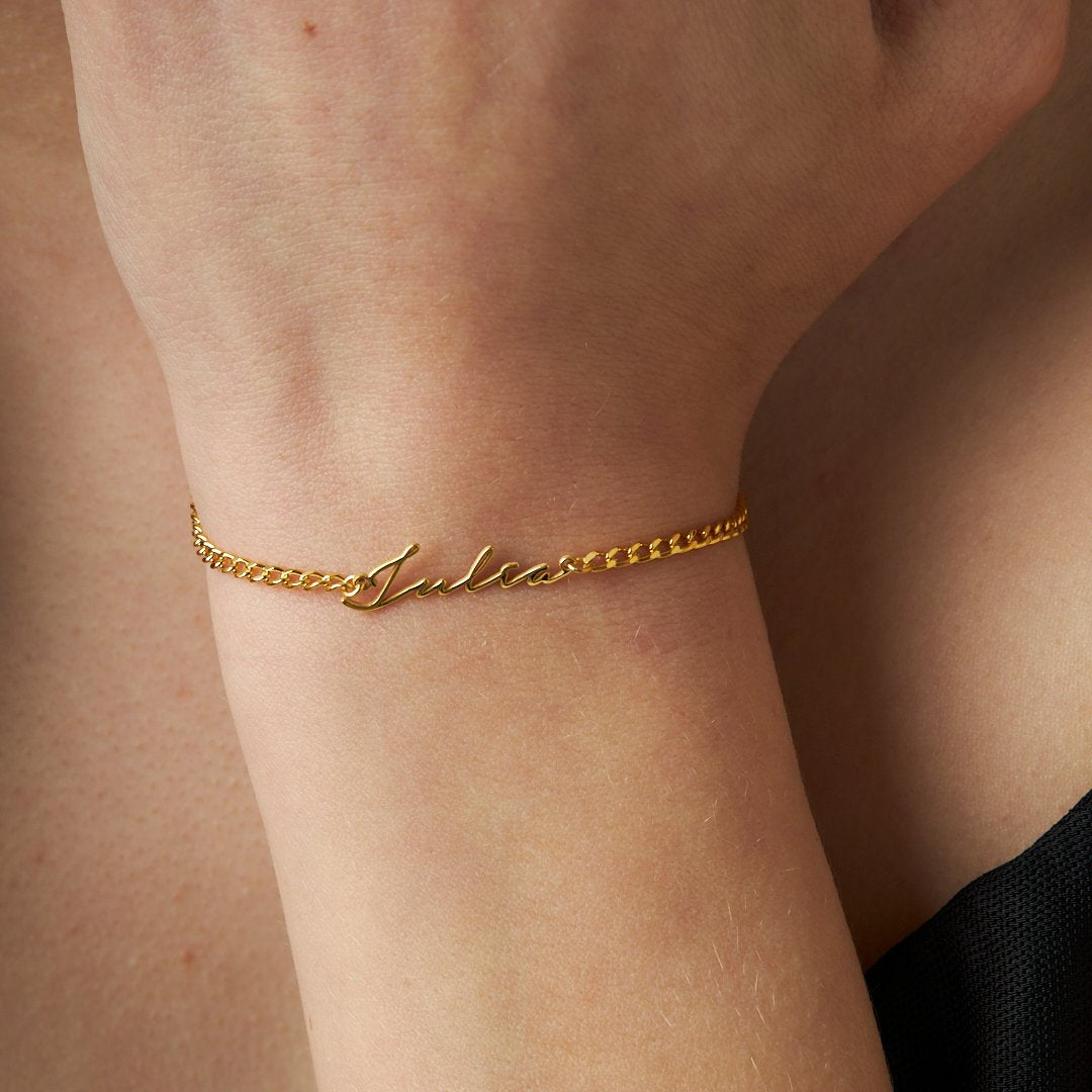 Italic Printed Name Bracelet - 925 SILVER
