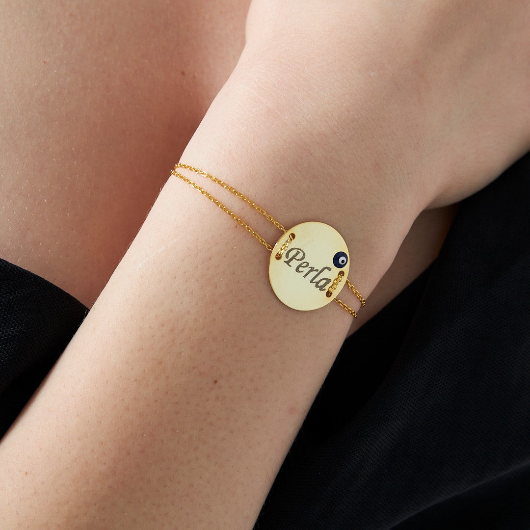 PLATTEN NAMENS SET MIT NAZAR | 925 SILBER