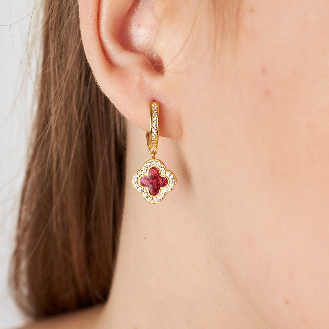 Colorful Stone Clover Earrings - 925 SILVER