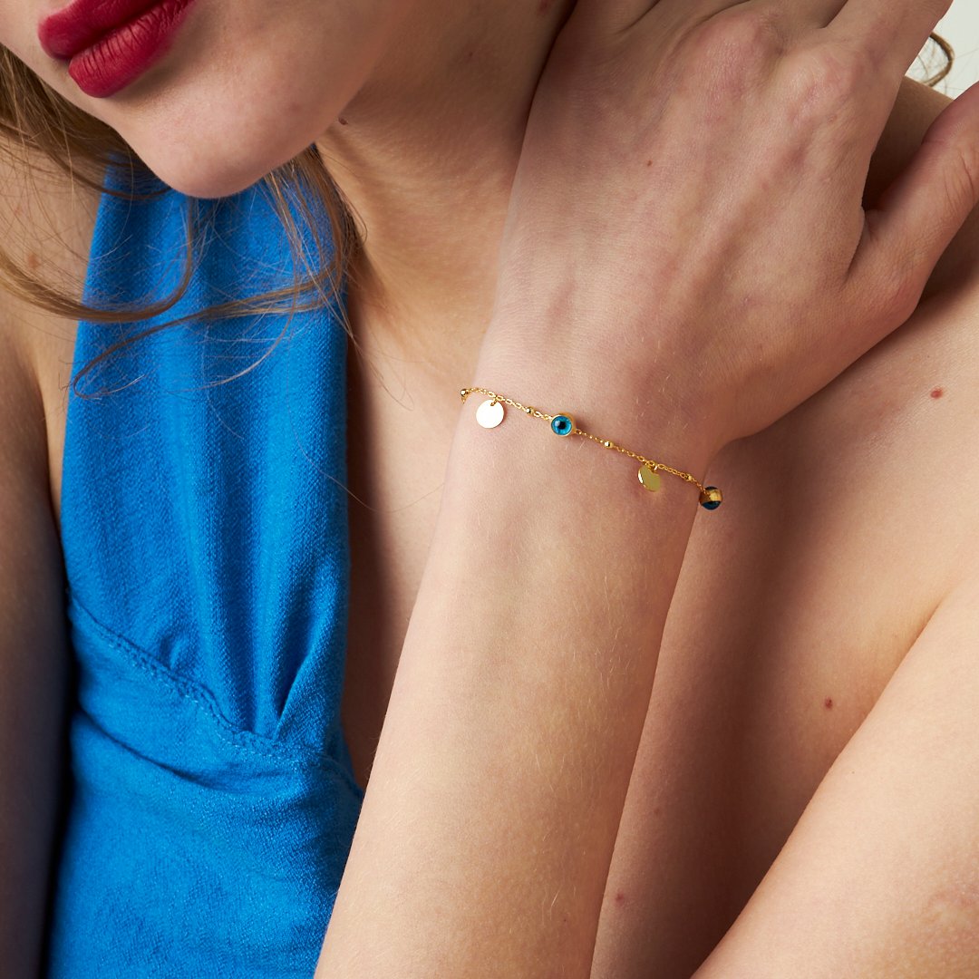 Evil Eye Sequin Bracelet - 925 SILVER