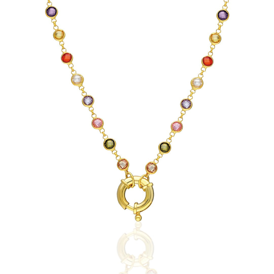 Sailor Lock Chain with Colored Stones - 925 SILVER
