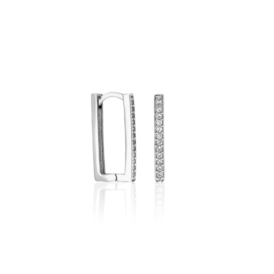 Rectangular Earrings with Stones - 925 Silver