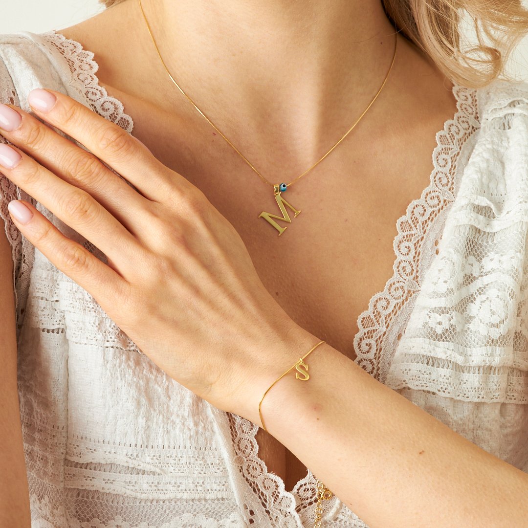 BUCHSTABEN SET MIT NAZAR | 925 SILBER