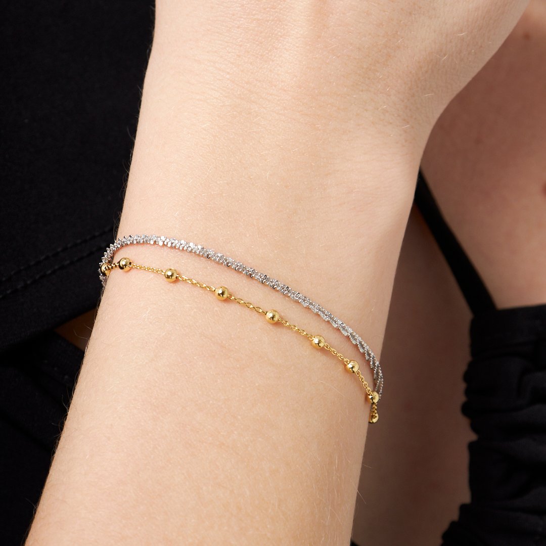 Dorica Ball Double Chain Bracelet - 925 SILVER