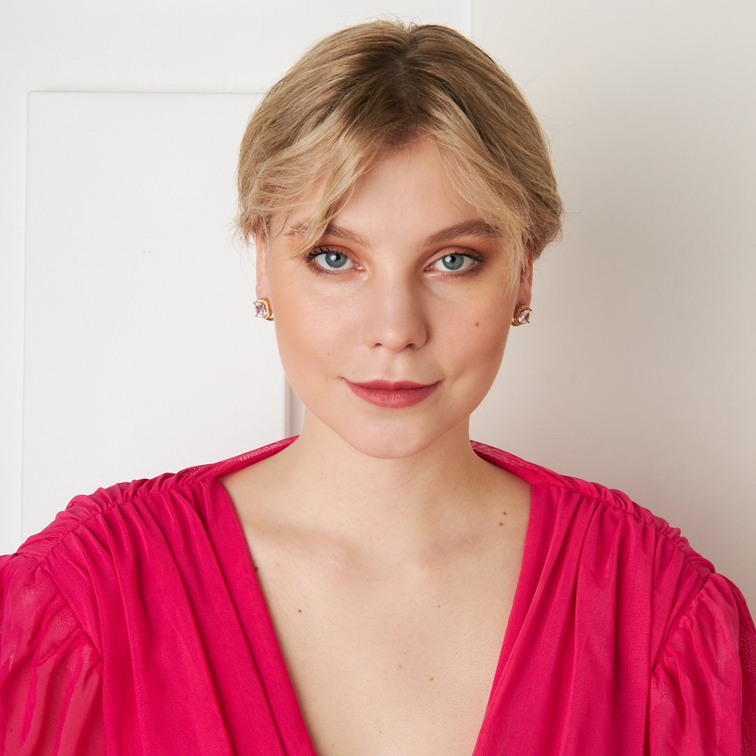 Baguette Zircon Single Stone Earring - 925 SILVER