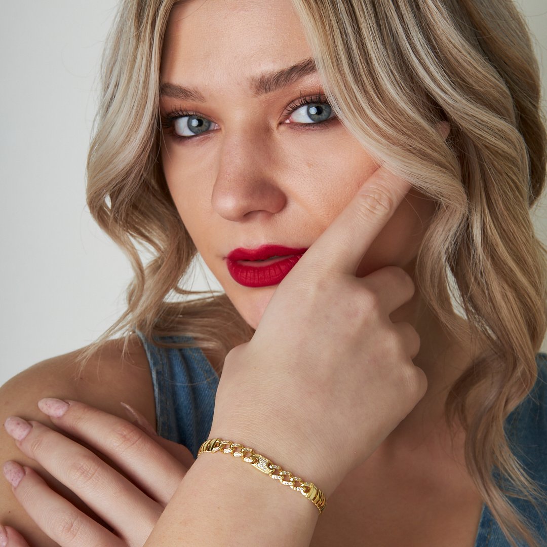 Gourmet Bracelet with Herringbone Buttons and Stones - 925 Silver