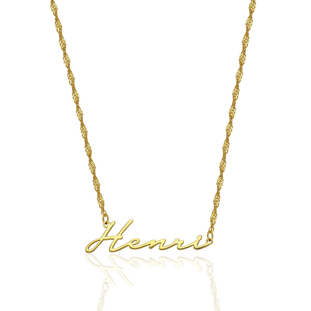 Name Necklace with Twisted Chain - 925 Silver