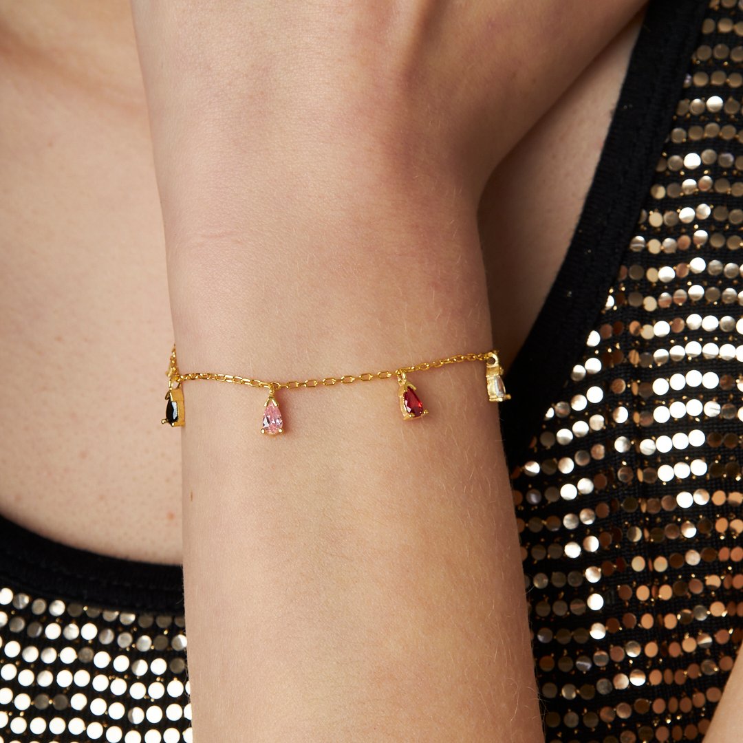 Colorful Teardrop Bracelet - 925 SILVER