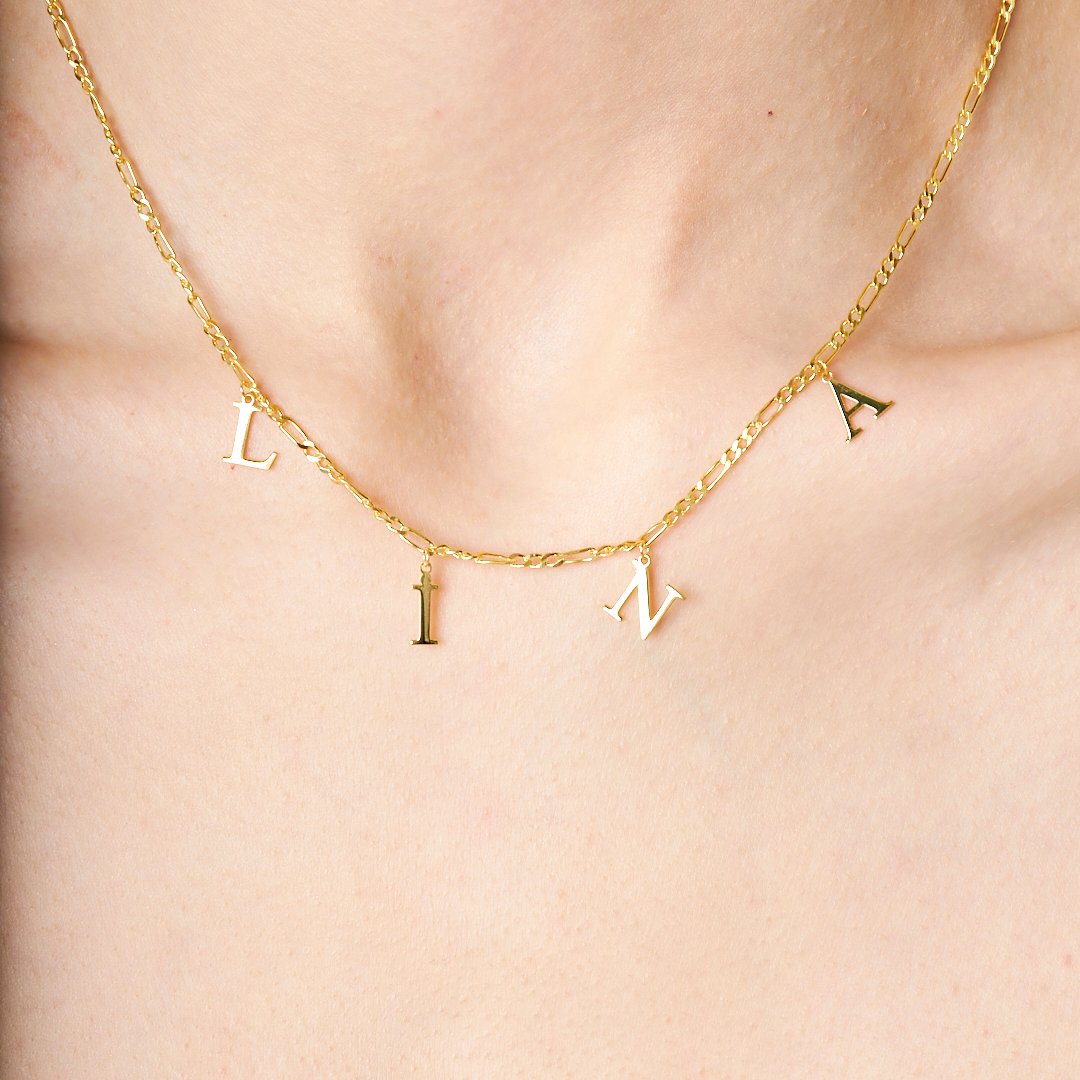 Name necklace - Figaro chain name necklace - 925 SILVER